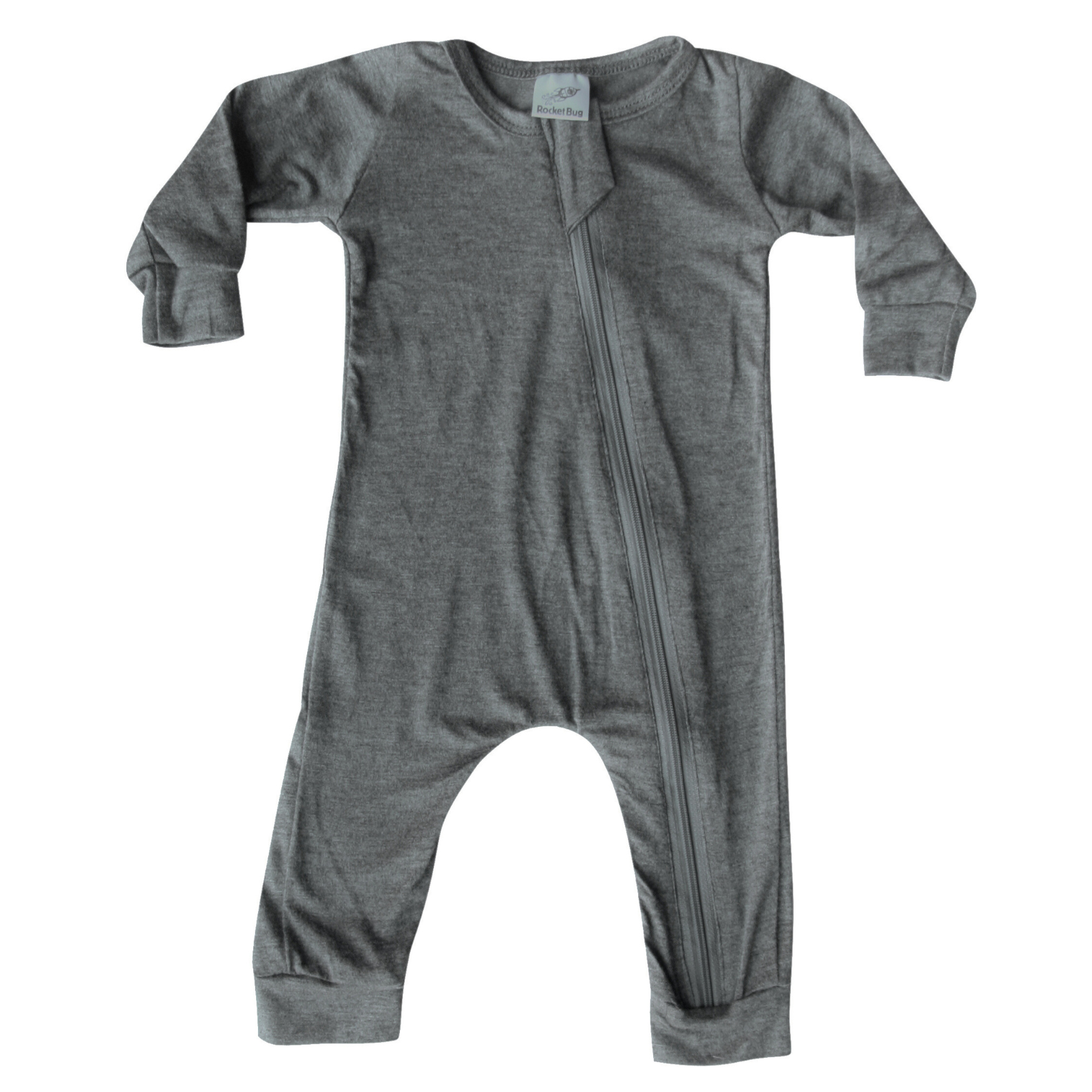 Silky Long Sleeve Zipper Baby Romper Silky Heather Gray