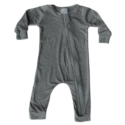 Silky Long Sleeve Zipper Baby Romper Silky Heather Gray