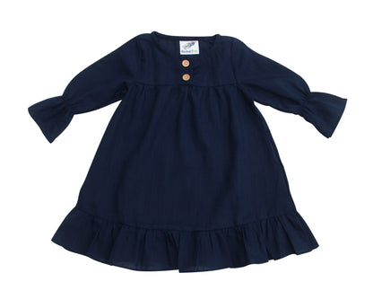 FLASH SALE REG $28 - Long Sleeve Pleated Waist Baby, Toddler, Girls Flannel or Linen Dresses for Babies and Kids