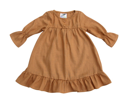 FLASH SALE REG $28 - Long Sleeve Pleated Waist Baby, Toddler, Girls Flannel or Linen Dresses for Babies and Kids