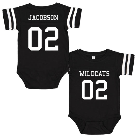 Custom Football Jersey Baby Bodysuit Personalized with Name and Number (Front & Back)