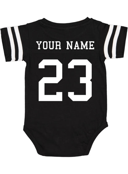 Custom Football Jersey Baby Bodysuit Personalized with Name and Number (Front & Back)