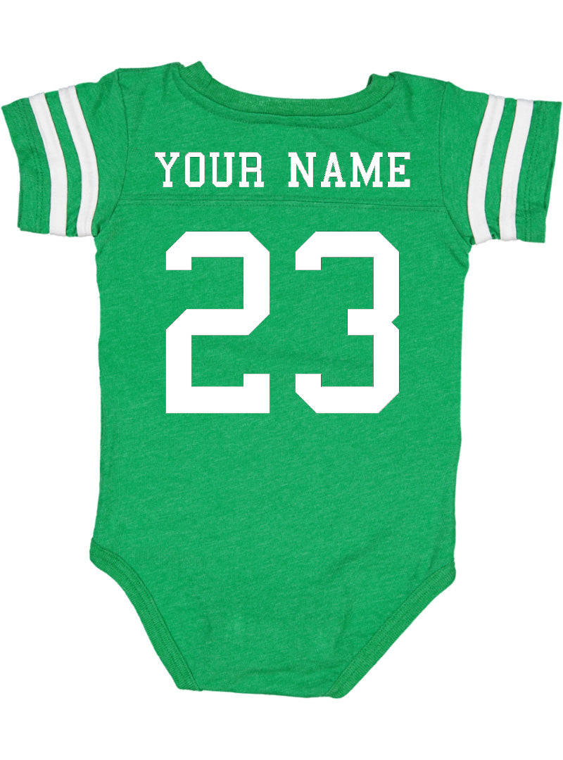 Custom Football Jersey Baby Bodysuit Personalized with Name and Number (Front & Back) Vintage Green