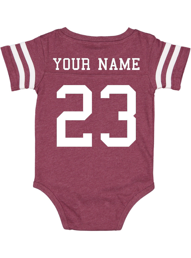 Custom Football Jersey Baby Bodysuit Personalized with Name and Number (Back Only)