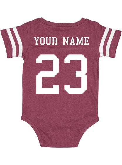 Custom Football Jersey Baby Bodysuit Personalized with Name and Number (Back Only)