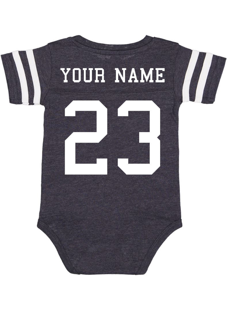 Custom Football Jersey Baby Bodysuit Personalized with Name and Number (Back Only) Vintage Navy
