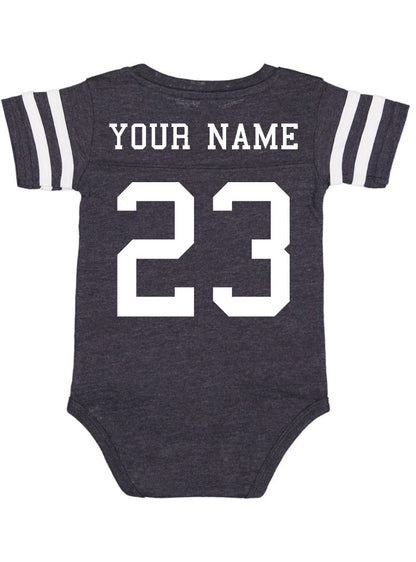 Custom Football Jersey Baby Bodysuit Personalized with Name and Number (Back Only) Vintage Navy