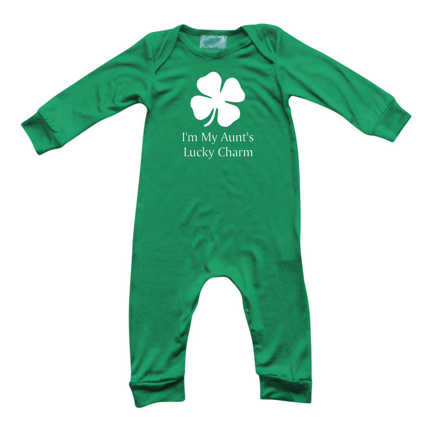 Green St. Patrick's Day Long Sleeve Baby Jumpsuit Romper My Aunt's Lucky Charm
