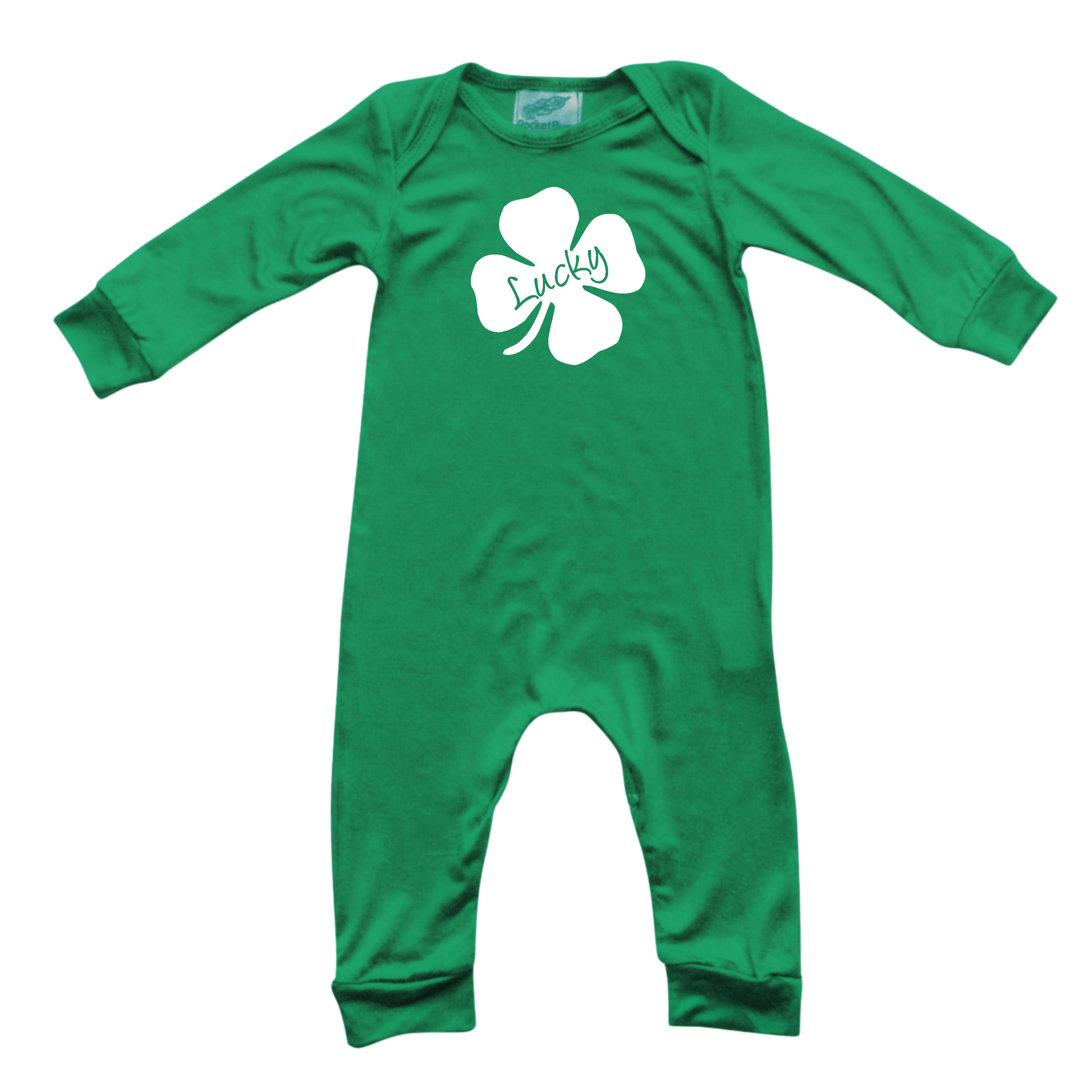 Green St. Patrick's Day Long Sleeve Baby Jumpsuit Romper Lucky