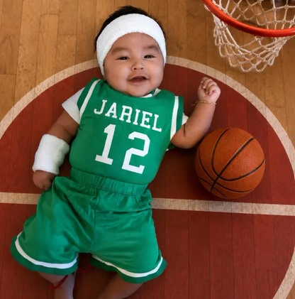 Personalized Basketball Jersey Baby Bodysuit & Matching Shorts with Name & Number on Front & Back