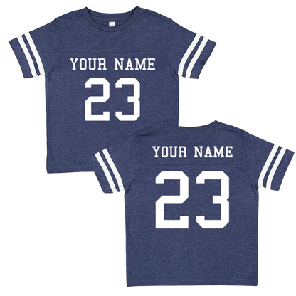 Custom Football Jersey Toddler and Child Personalized with Name and Number (Front & Back) Vintage Navy