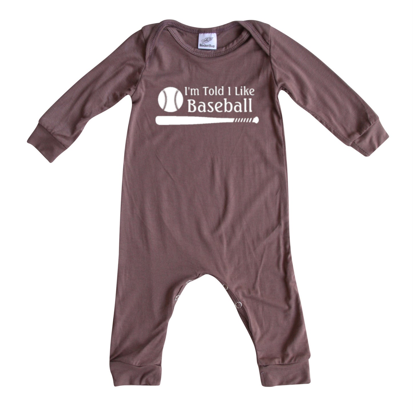 I'm Told I Like Baseball Long Sleeve Romper Silky Dark Mauve