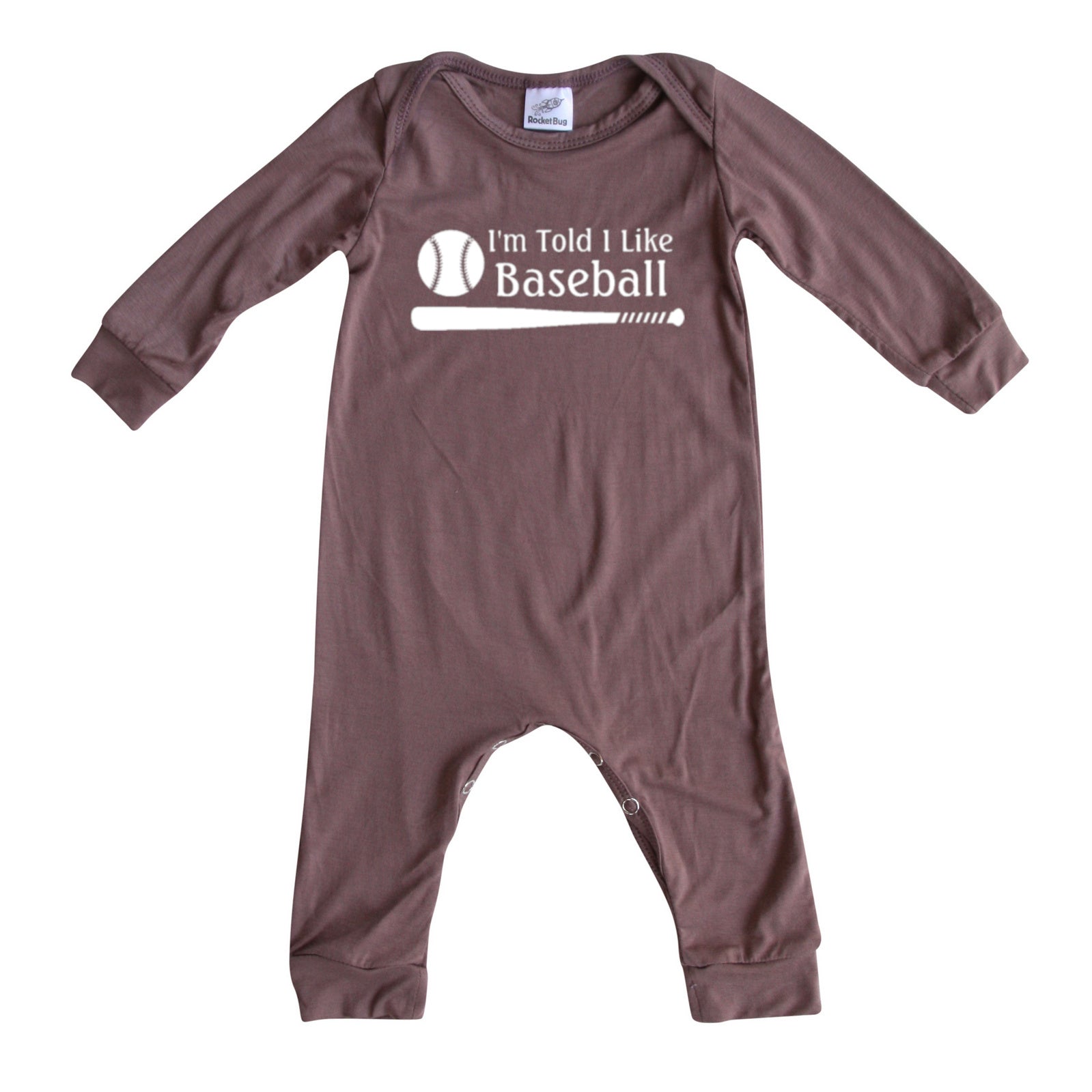 I'm Told I Like Baseball Long Sleeve Romper Silky Dark Mauve