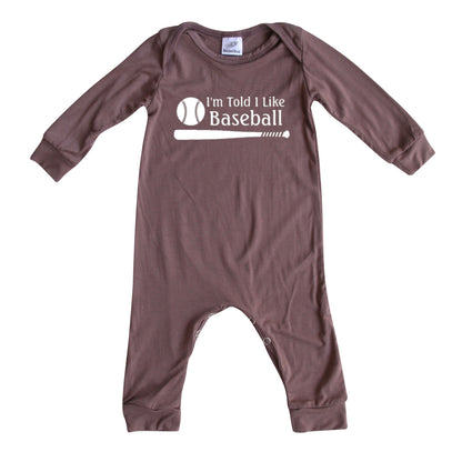 I'm Told I Like Baseball Long Sleeve Romper Silky Dark Mauve