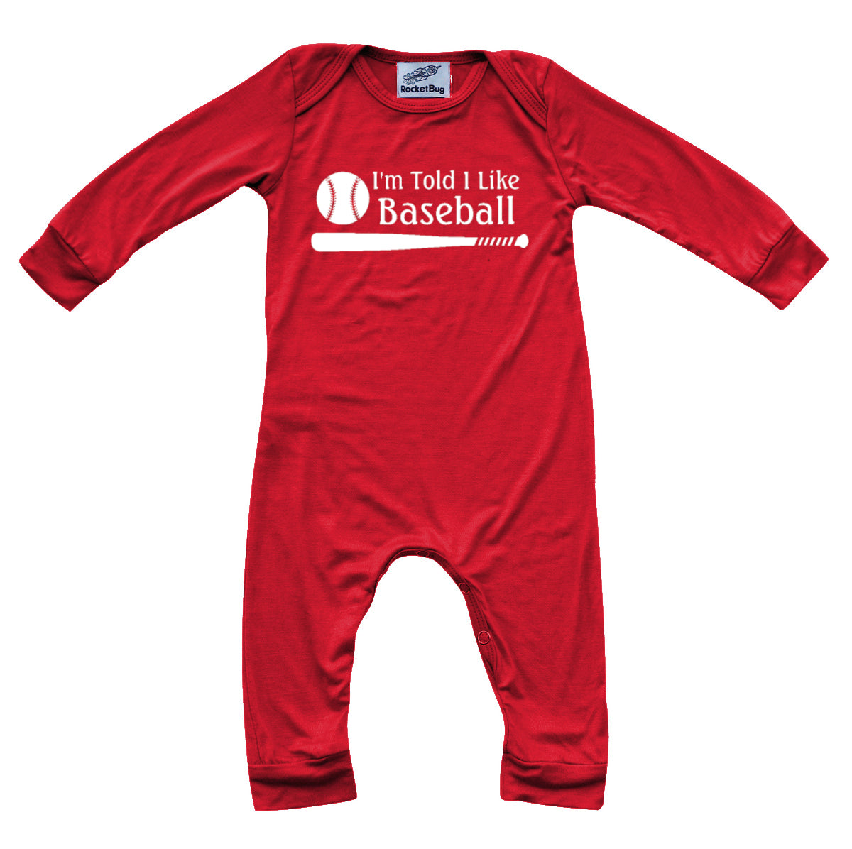 I'm Told I Like Baseball Long Sleeve Romper Silky Red