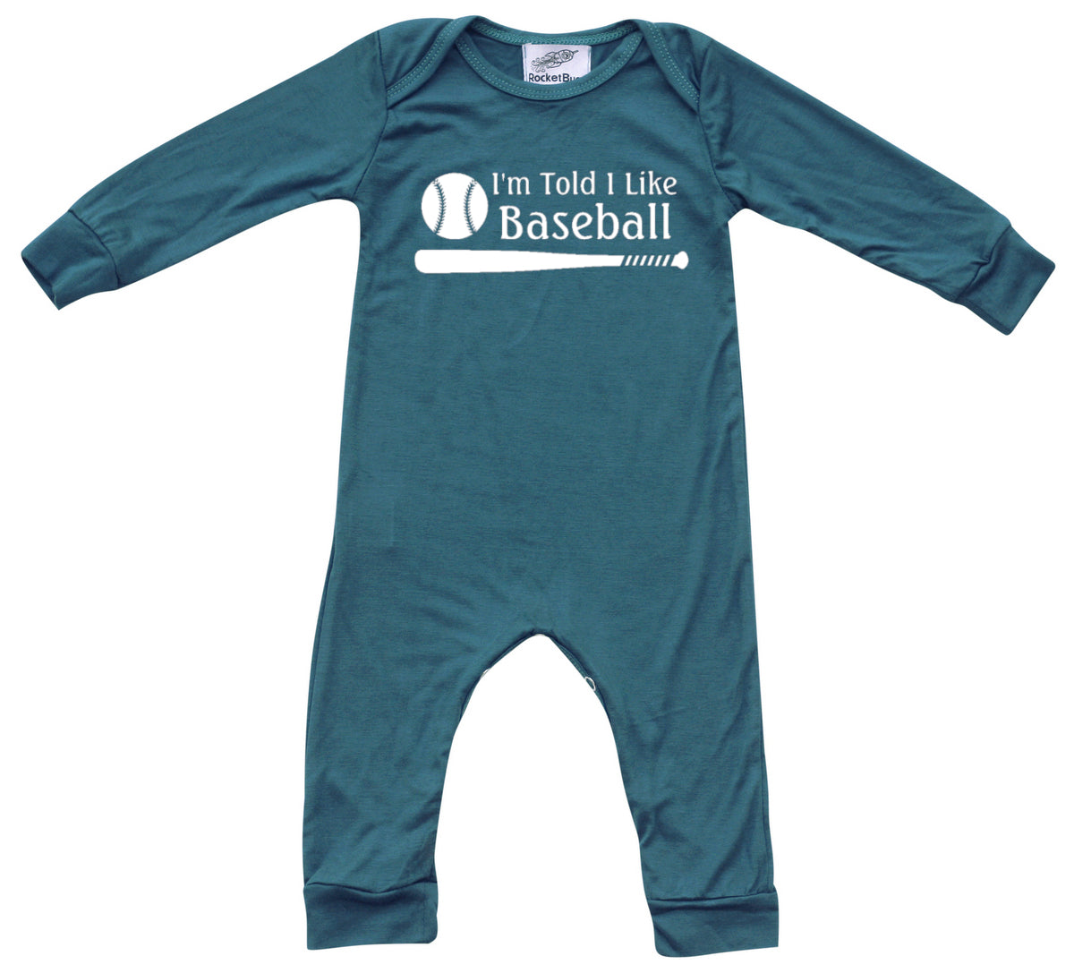 I'm Told I Like Baseball Long Sleeve Romper Silky Midnight Teal