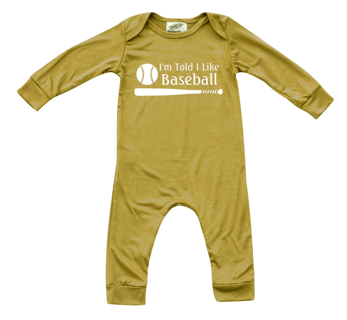 I'm Told I Like Baseball Long Sleeve Romper Silky Maize