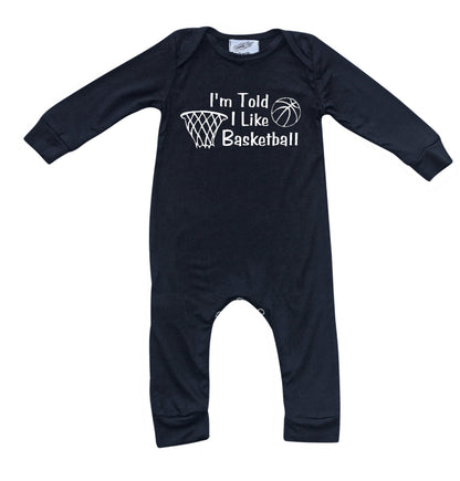 I'm Told I Like Basketball Long Sleeve Romper Silky Black