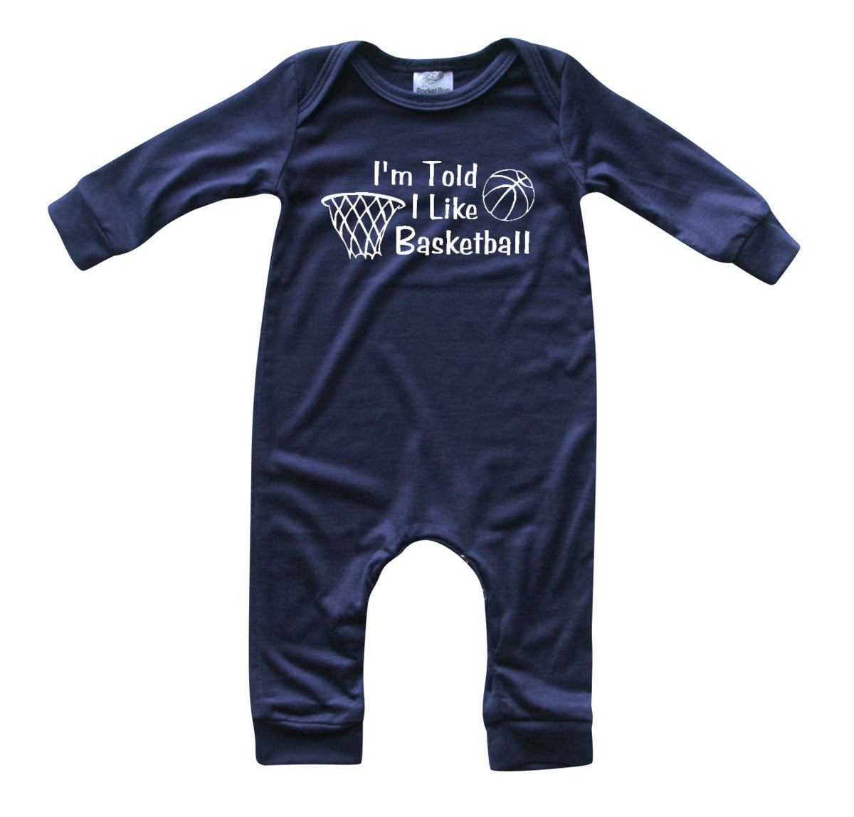 I'm Told I Like Basketball Long Sleeve Romper Silky Navy