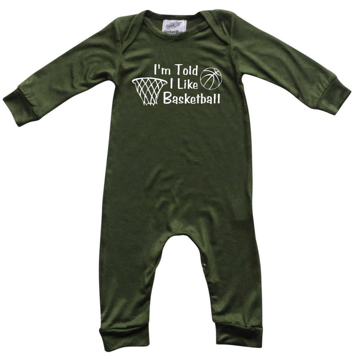 I'm Told I Like Basketball Long Sleeve Romper Silky Army Green