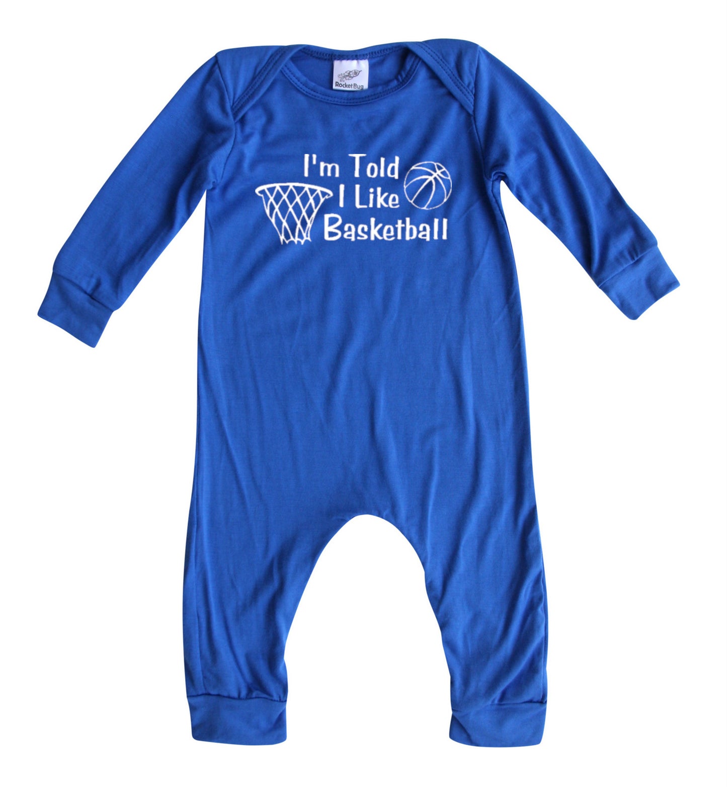 I'm Told I Like Basketball Long Sleeve Romper Silky Royal Blue