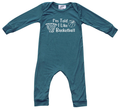 I'm Told I Like Basketball Long Sleeve Romper Silky Midnight Teal