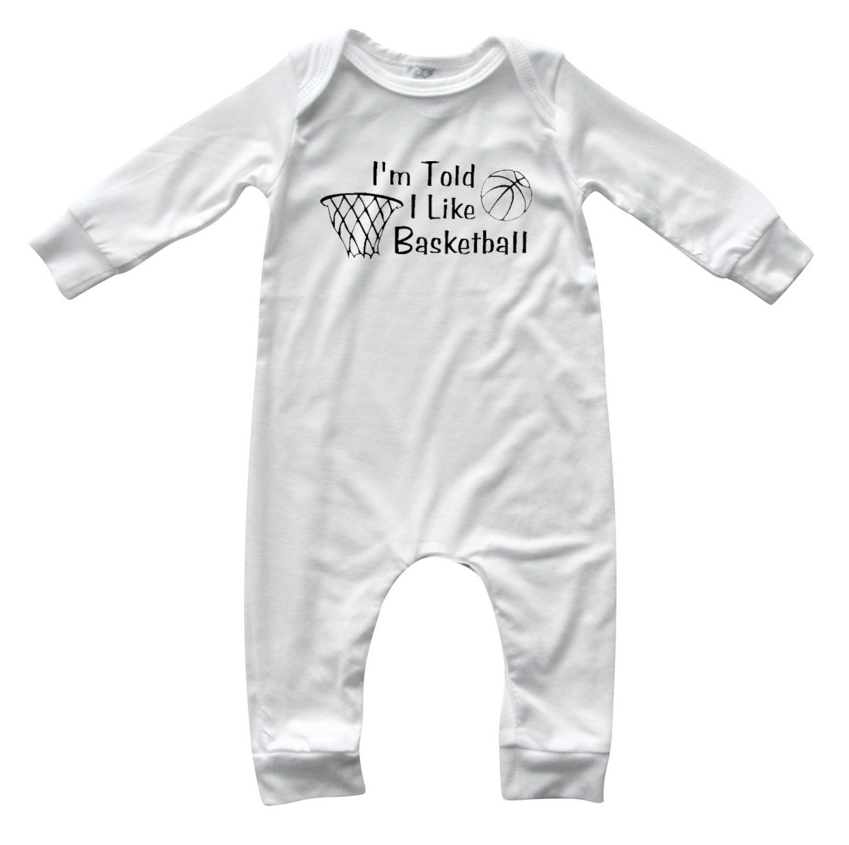 I'm Told I Like Basketball Long Sleeve Romper Silky Off White