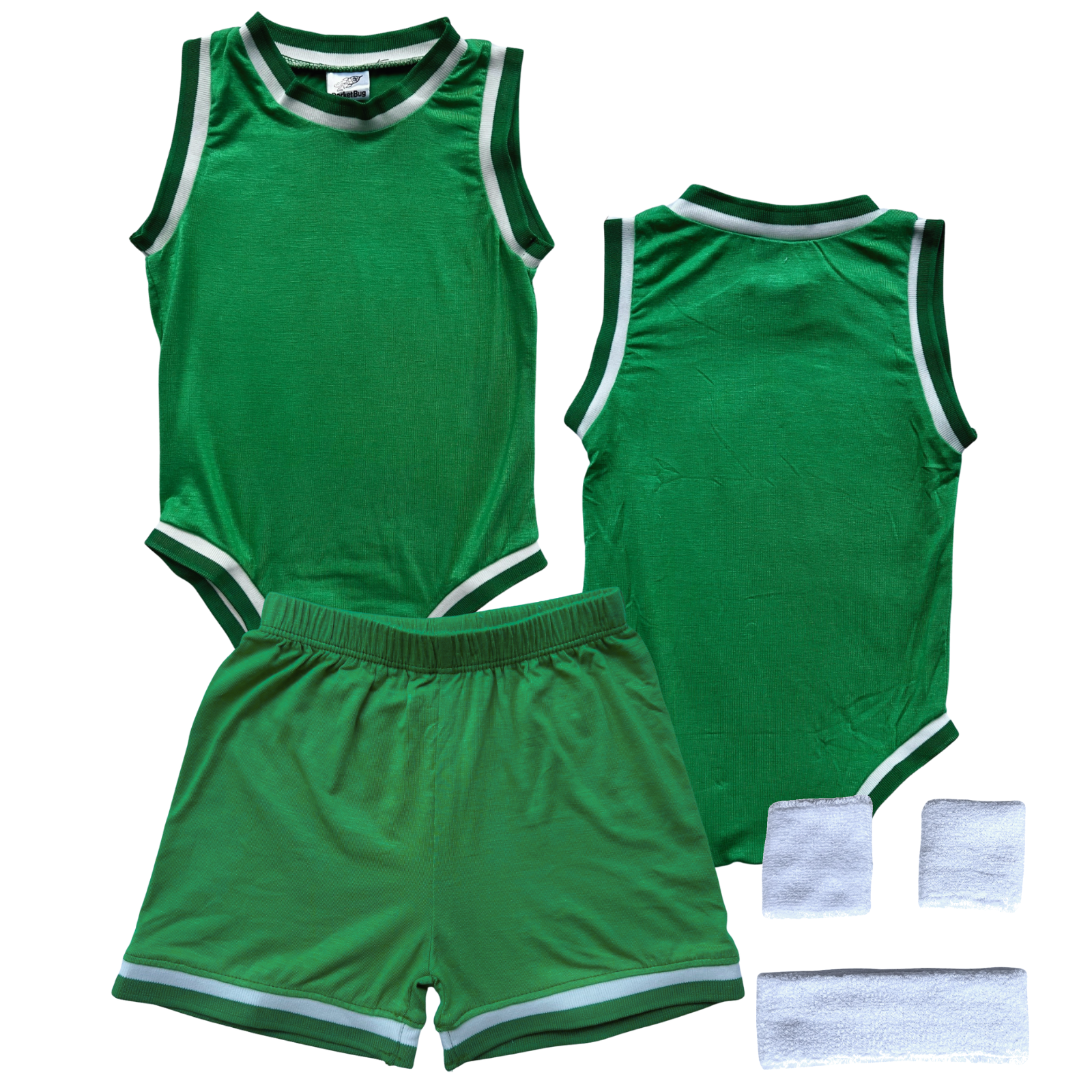 Blank Basketball Jersey Baby Bodysuit & Matching Shorts Green Yes Include Sweatband Set