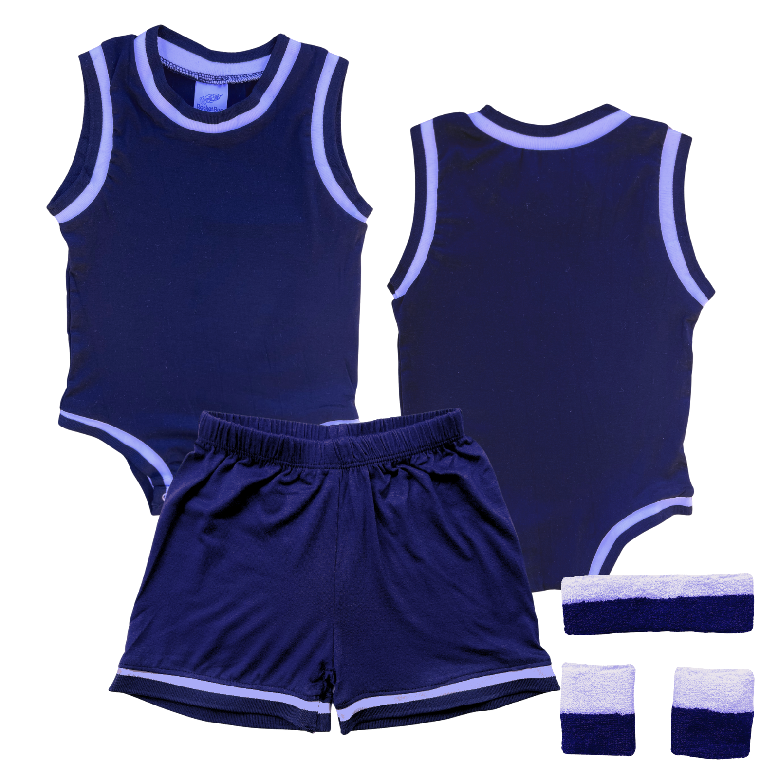 Blank Basketball Jersey Baby Bodysuit & Matching Shorts Navy Yes Include Sweatband Set