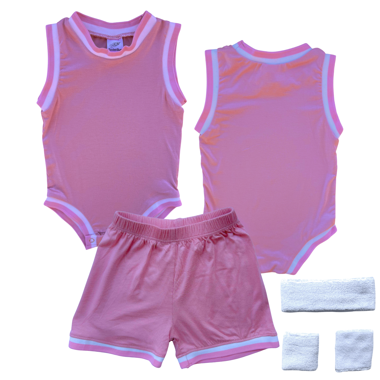 Blank Basketball Jersey Baby Bodysuit & Matching Shorts Pink Yes Include Sweatband Set