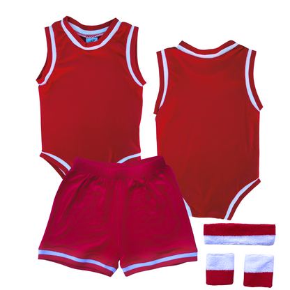 Blank Basketball Jersey Baby Bodysuit & Matching Shorts Red Yes Include Sweatband Set