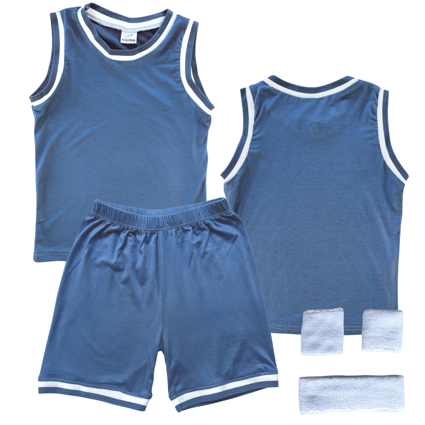 Blank Sleeveless Basketball Jersey & Shorts Set for Toddlers
