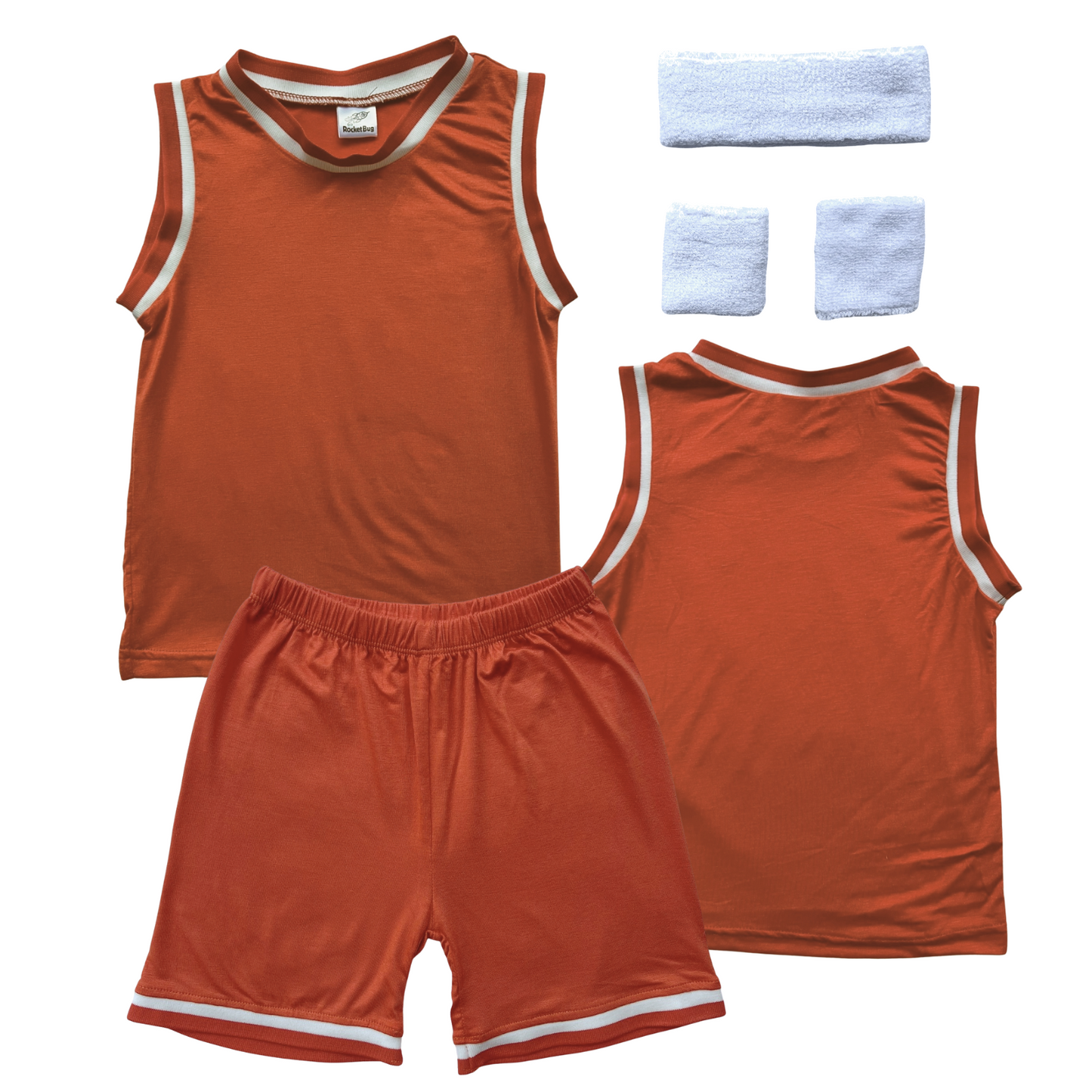 Blank Sleeveless Basketball Jersey & Shorts Set for Toddlers Orange