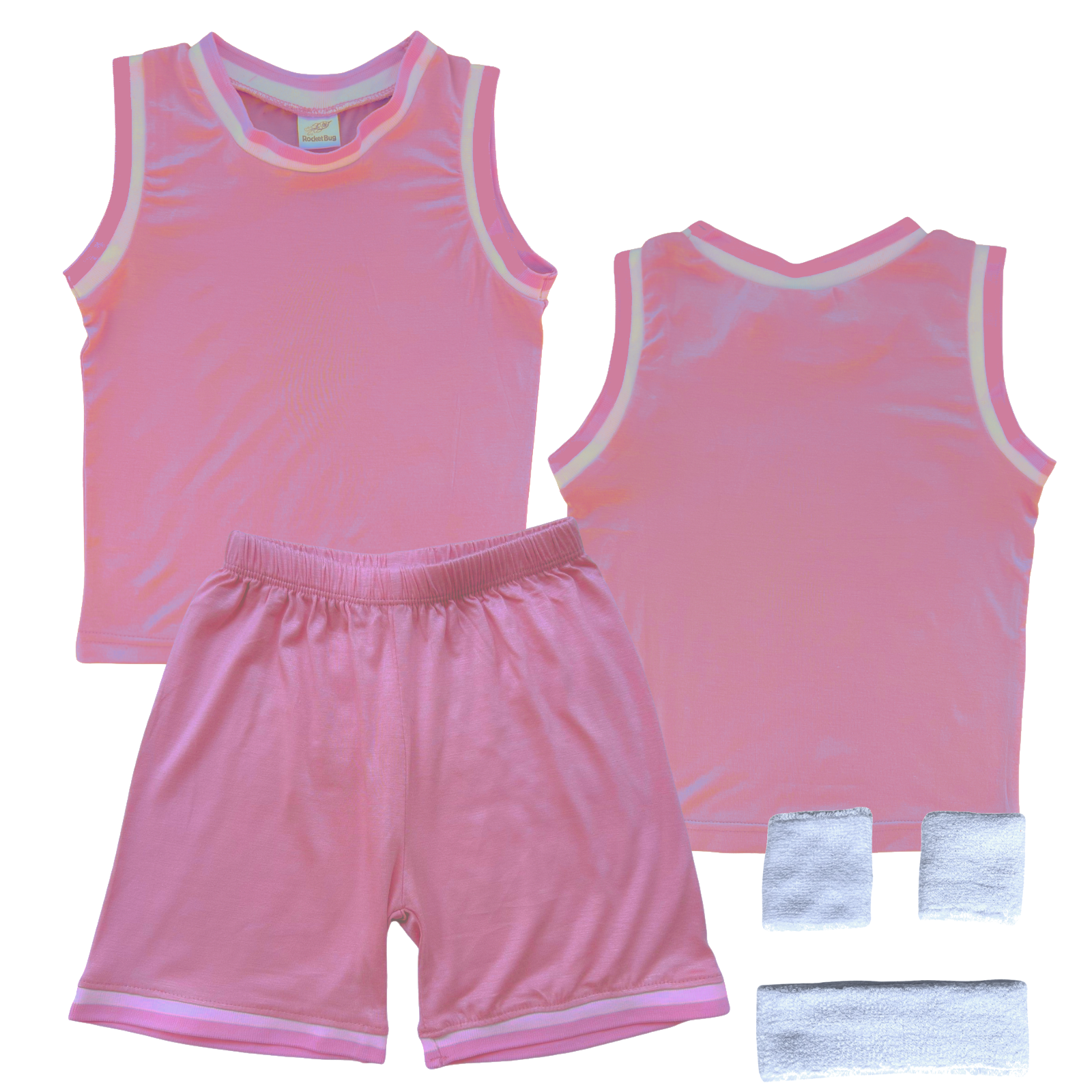 Blank Sleeveless Basketball Jersey & Shorts Set for Toddlers Pink