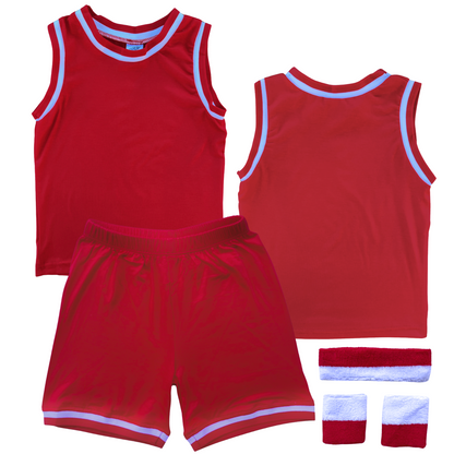 Blank Sleeveless Basketball Jersey & Shorts Set for Toddlers Red Yes Include Sweatband Set