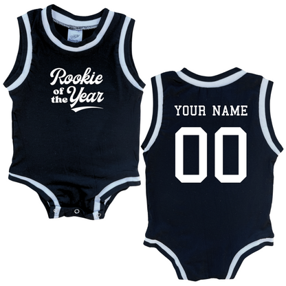 Personalized Rookie of the Year Basketball Jersey Baby Bodysuit Personalized with Name and Number