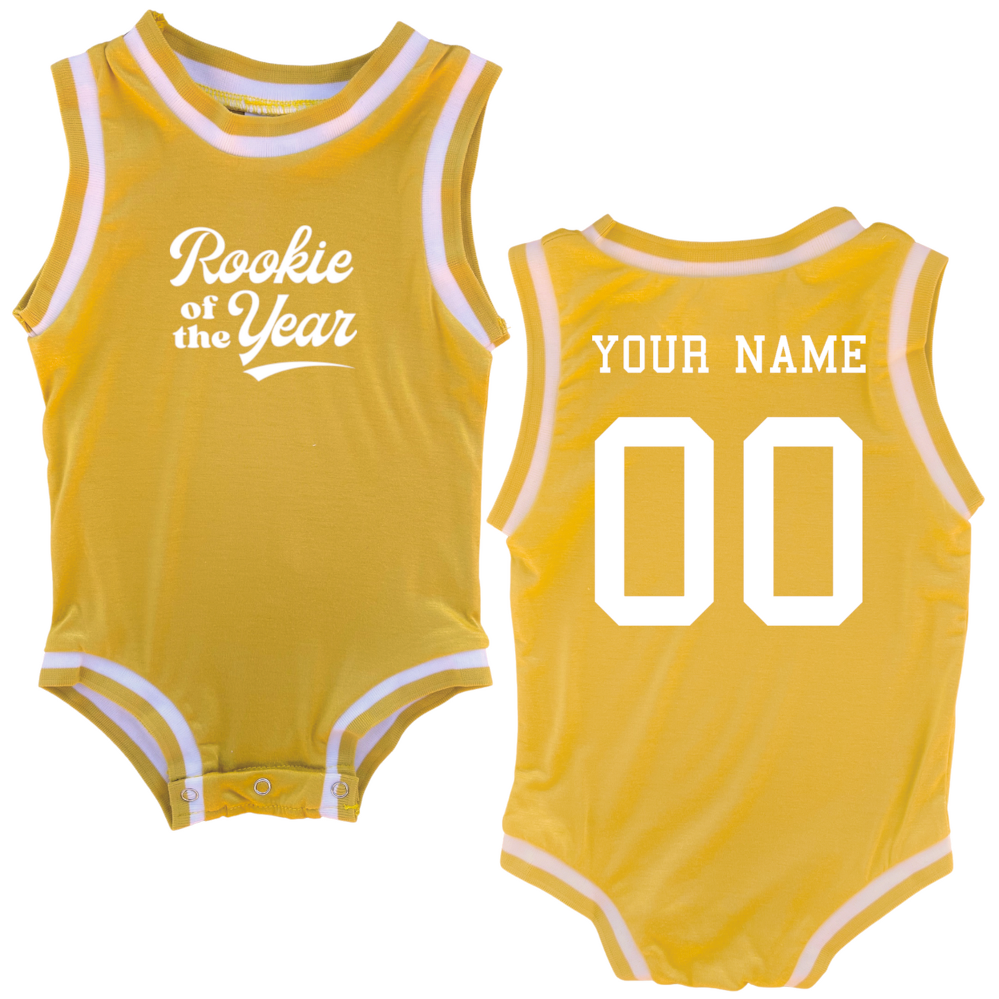 Personalized Rookie of the Year Basketball Jersey Baby Bodysuit Personalized with Name and Number