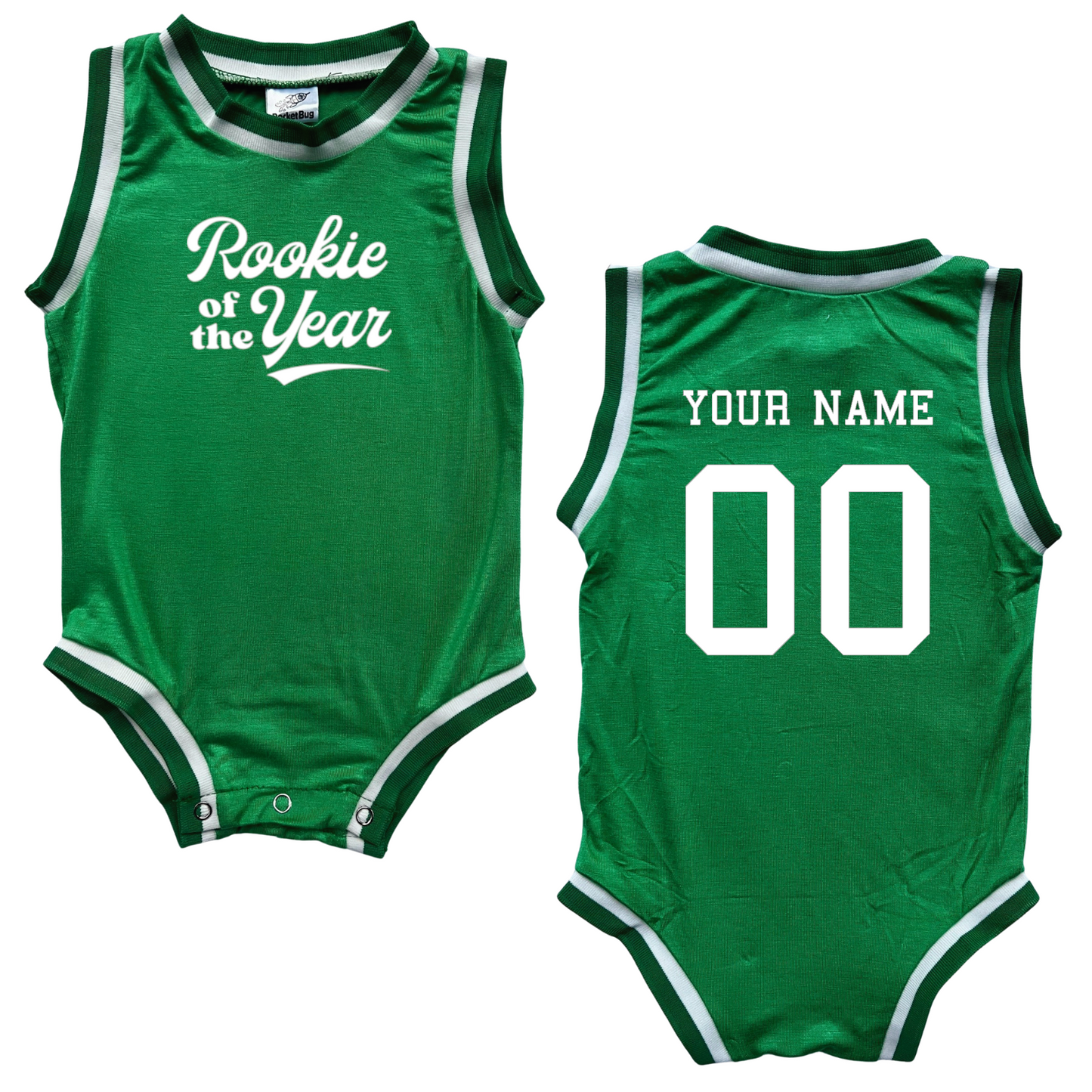 Personalized Rookie of the Year Basketball Jersey Baby Bodysuit Personalized with Name and Number