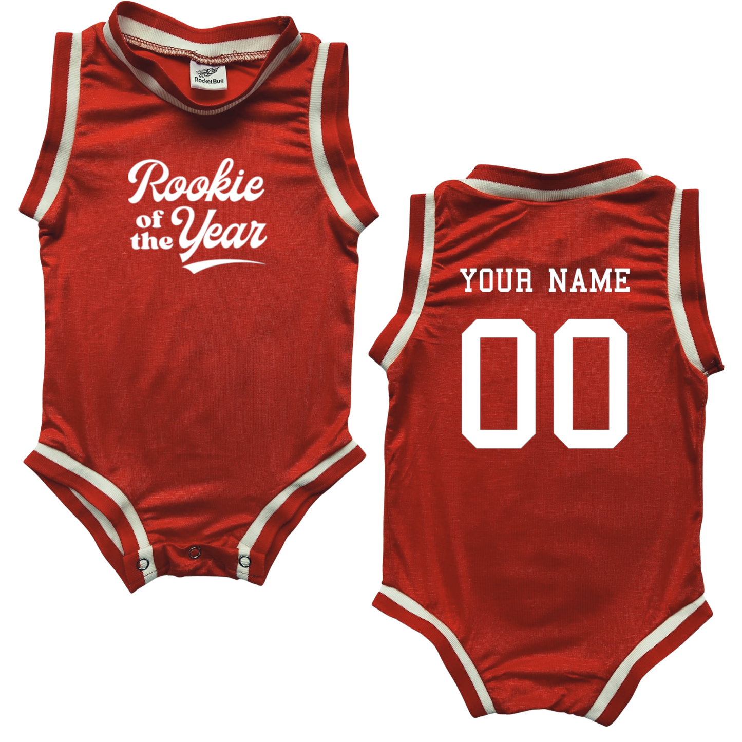 Personalized Rookie of the Year Basketball Jersey Baby Bodysuit Personalized with Name and Number
