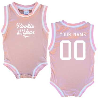 Personalized Rookie of the Year Basketball Jersey Baby Bodysuit Personalized with Name and Number