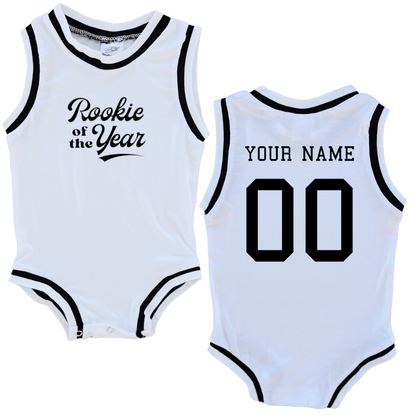 Personalized Rookie of the Year Basketball Jersey Baby Bodysuit Personalized with Name and Number