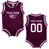 Personalized TEAM Basketball Jersey Baby Bodysuit Personalized with Name and Number (Front & Back)