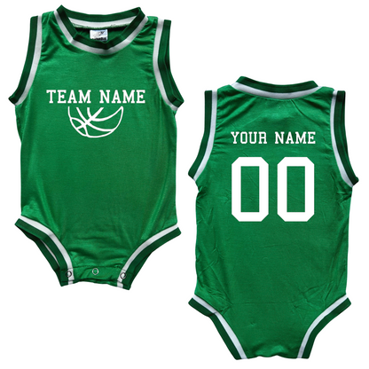 Personalized TEAM Basketball Jersey Baby Bodysuit Personalized with Name and Number (Front & Back)