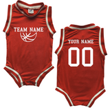 Personalized TEAM Basketball Jersey Baby Bodysuit Personalized with Name and Number (Front & Back)