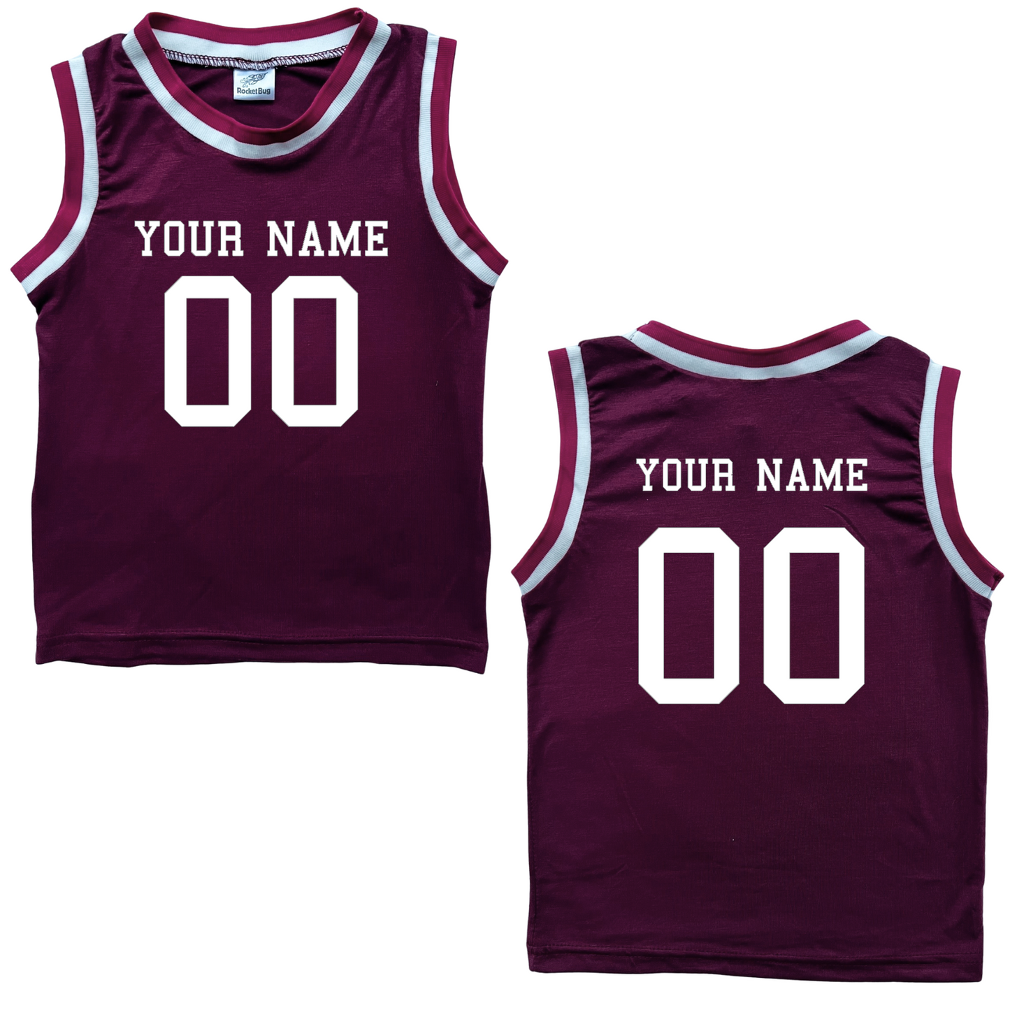 Personalized Sleeveless Basketball Jersey for Toddlers- Personalized with Name and Number (Front & Back)