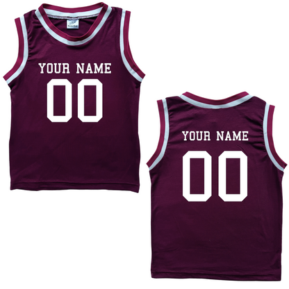 Personalized Sleeveless Basketball Jersey for Toddlers- Personalized with Name and Number (Front & Back)