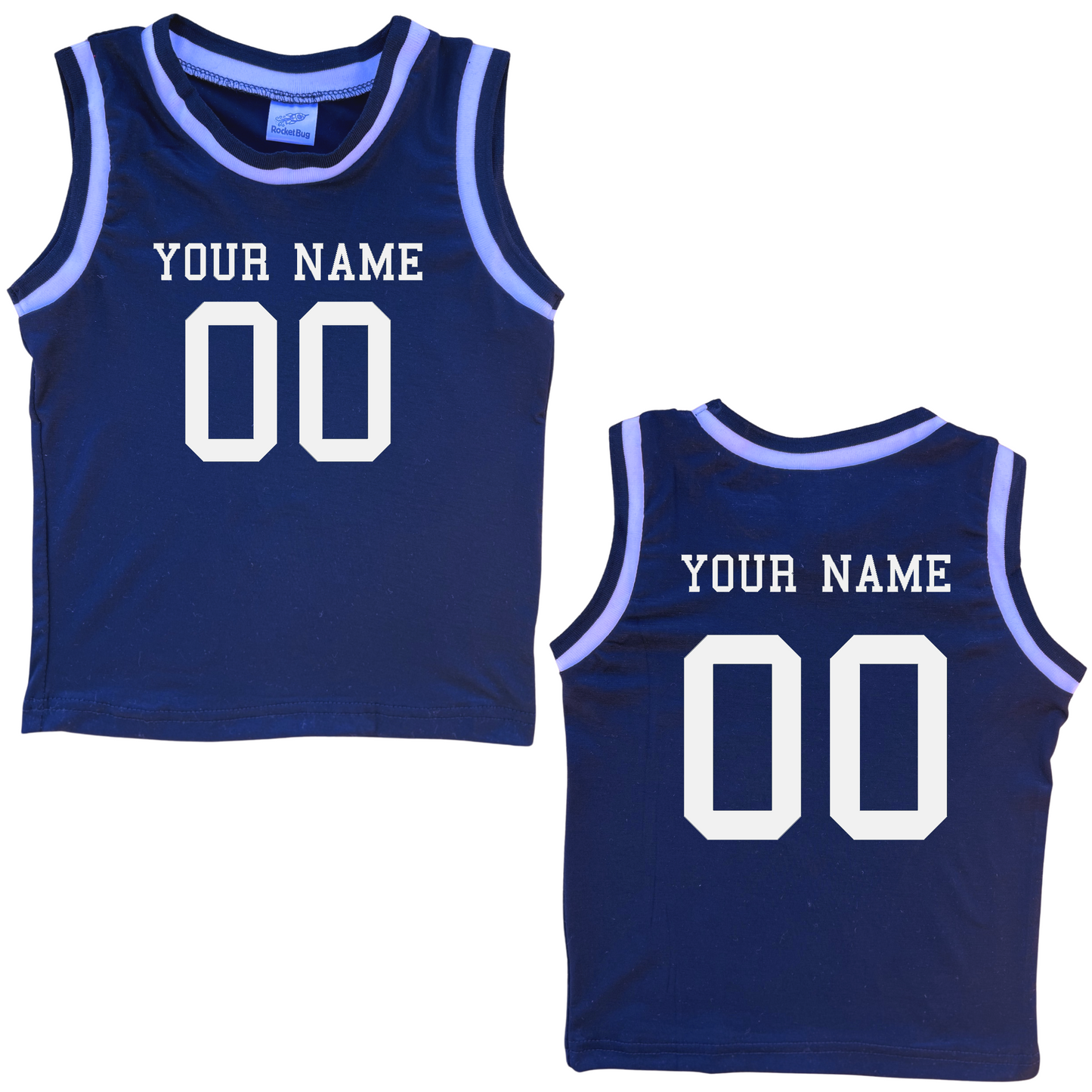 Personalized Sleeveless Basketball Jersey for Toddlers- Personalized with Name and Number (Front & Back)
