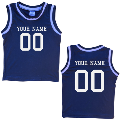 Personalized Sleeveless Basketball Jersey for Toddlers- Personalized with Name and Number (Front & Back)
