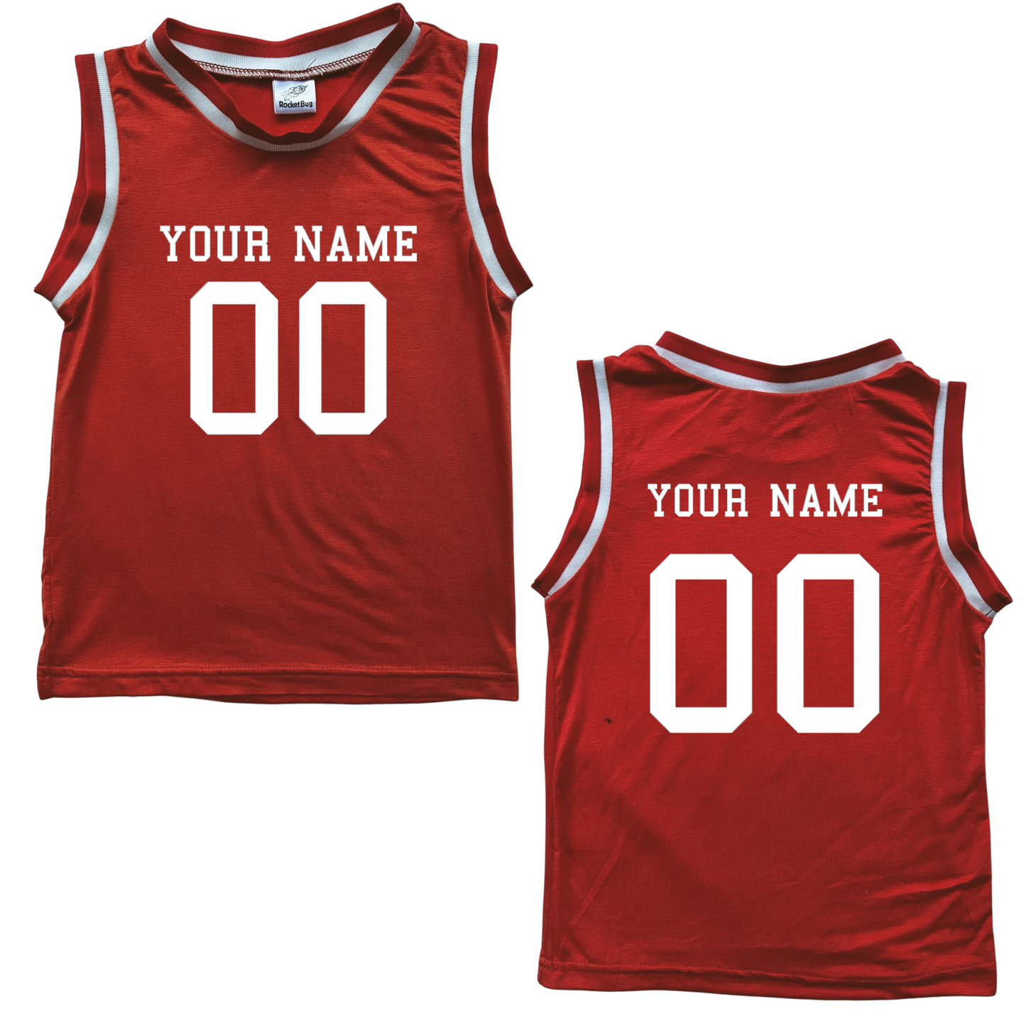 Personalized Sleeveless Basketball Jersey for Toddlers- Personalized with Name and Number (Front & Back)