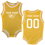 Personalized TEAM Basketball Jersey Baby Bodysuit Personalized with Name and Number (Front & Back)